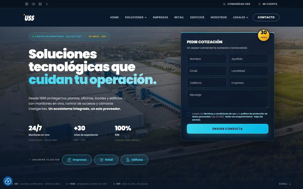Portada del sitio de USS
